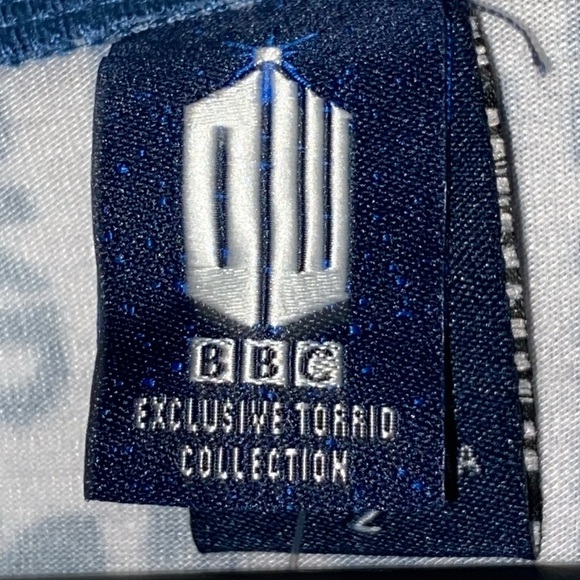 TORRID BBC DR.WHO WO SIZE 2(2X)DRESS BLUE PETER PAN COLLAR SHEER INSET BUTTONS - Picture 3 of 12